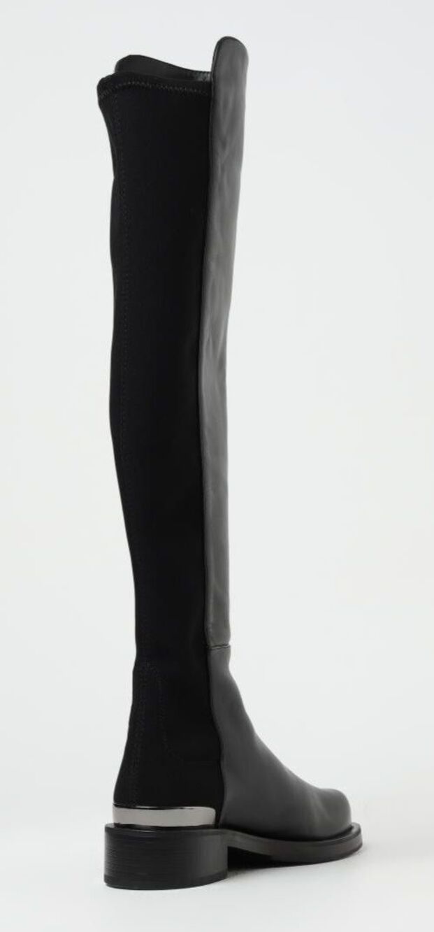 NWOB $795 Stuart Weitzman 5050 Bold Black Leather Over Knee Boots 9.5 B - Picture 4 of 9